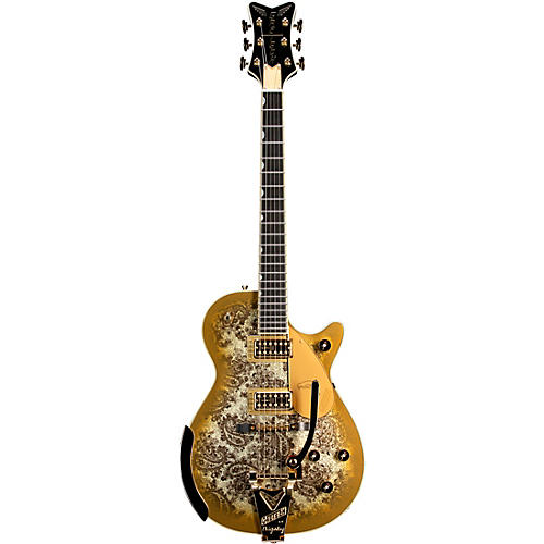 Gretsch Guitars G6134TG Limited Edition Paisley Penguin with String-Thru Bisgby Electric Guitar Gold Paisley - musicians--Friend