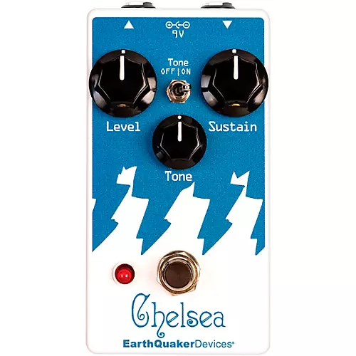 EarthQuaker Devices Chelsea Low End Fuzz Driver Effects Pedal White and Blue - musicians--Friend