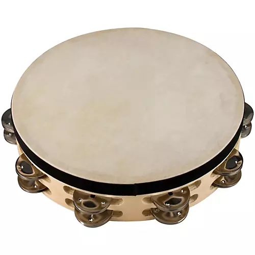 Sound Percussion Labs Baja Percussion Double Row Tambourine With Steel Jingles 10 in. Natural - musicians--Friend