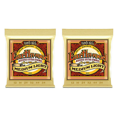 Ernie Ball 2003 Earthwood 80/20 Bronze Medium Light Acoustic Strings 2-Pack - musicians--Friend