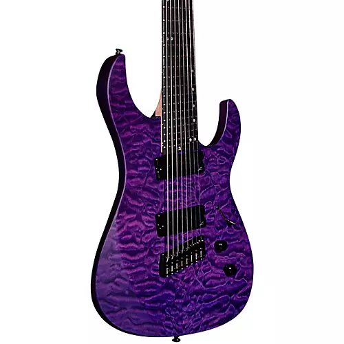 Legator Ninja 8 String Multi-Scale Super Shred Series Quilted Maple Electric Guitar Purple - musicians--Friend