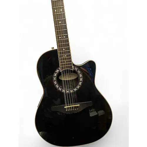 Used Ovation 1866 Legend Black 12 String Acoustic Electric Guitar Black - musicians--Friend