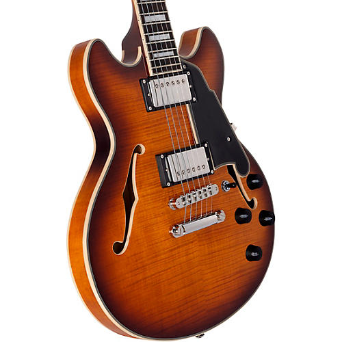 D'Angelico Premier Mini DC Semi-Hollow Electric Guitar With Stopbar Tailpiece Black Flake - musicians--Friend