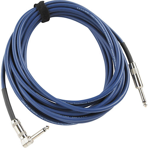 Lava Blue Demon Instrument Cable, Straight to Right Angle Blue 20 ft. - musicians--Friend
