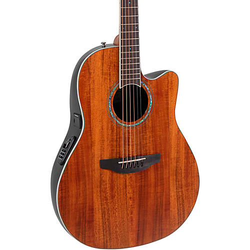 Ovation CS24P Celebrity Series Traditional Plus Mid-Depth Acoustic-Electric Guitar Nutmeg Burled Maple - musicians--Friend