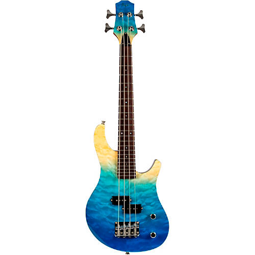 Flight Mini Bass TBL Electric Bass Guitar Transparent Blue - musicians--Friend
