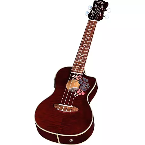 Luna Flora Concert Ukulele Transparent Purple Flame Maple - musicians--Friend