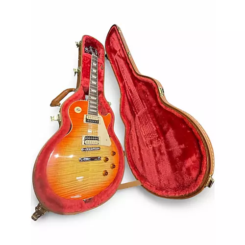 Used 2021 Gibson Les Paul Traditional Pro V Flame Top Cherry Sunburst Solid Body Electric Guitar Cherry Sunburst - musicians--Friend