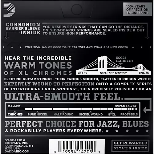 D'Addario ECG25 Chromes Light Electric Guitar Strings - musicians--Friend