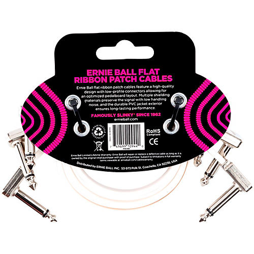 Ernie Ball Flat Ribbon 3-Pack Patch Cables 6 in. Red - musicians--Friend