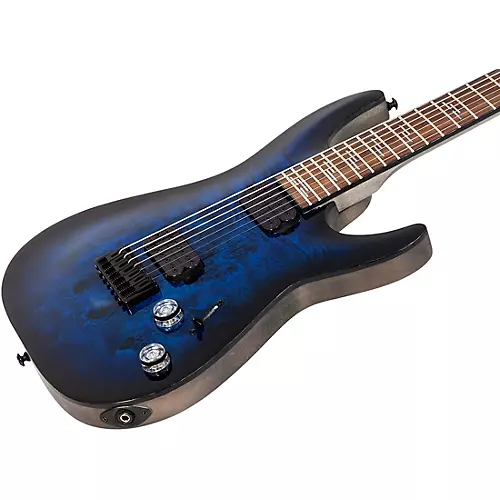 Schecter Guitar Research Omen Elite 7-String Electric Guitar See-Thru Blue Burst - musicians--Friend