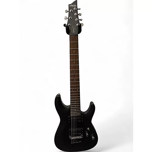 Used Schecter Guitar Research C7  Black Solid Body Electric Guitar Black - musicians--Friend