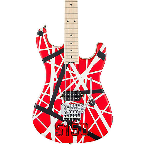 EVH Striped Series 5150 Electric Guitar Red, Black, and White Stripes - musicians--Friend