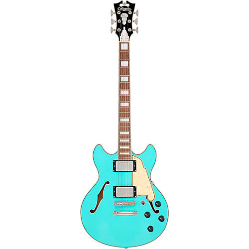 D'Angelico Premier Mini DC Semi-Hollow Electric Guitar Surf Green - musicians--Friend
