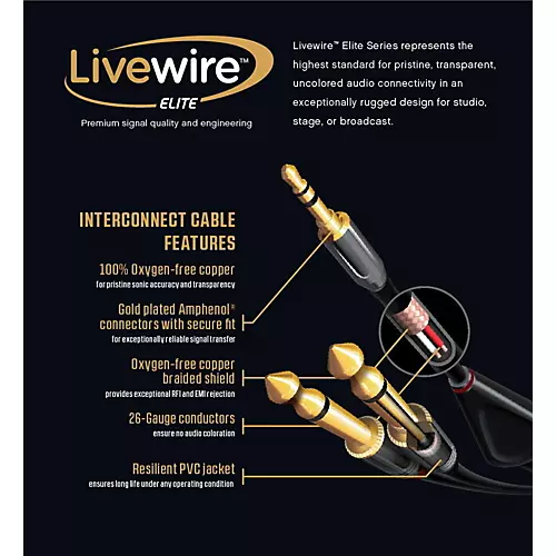 Livewire Elite Interconnect Y-Cable 3.5 mm TRS Male to 1/4