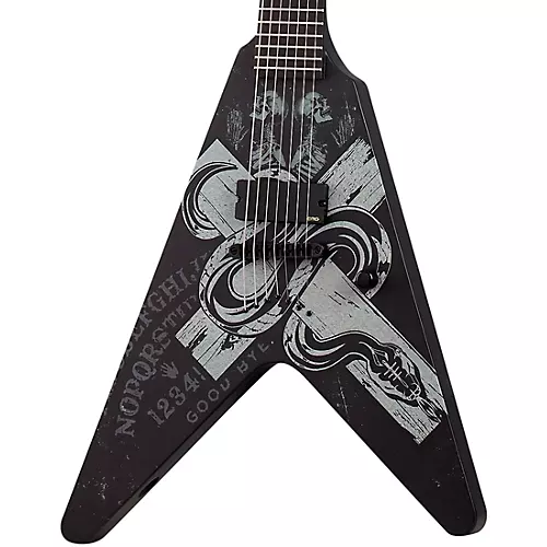 Schecter Guitar Research Chris Howorth V-7 Snake Cross Electric Guitar Satin Black - musicians--Friend