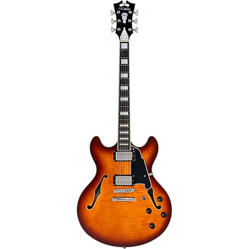 D'Angelico Premier DC Semi-Hollow Electric Guitar Dark Iced Tea Burst - musicians--Friend