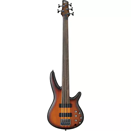 Ibanez Bass Workshop SR Portamento SRF705 Fretless 5-String Electric Bass Flat Brown Burst Rosewood Fretboard - musicians--Friend