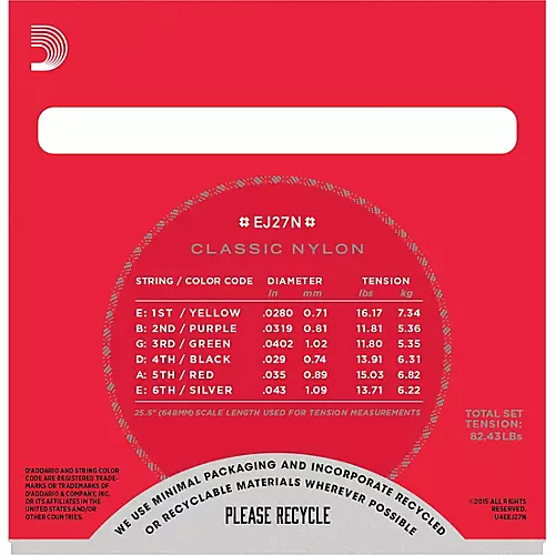 D'Addario EJ27N Normal Tension Classical Guitar Strings - musicians--Friend
