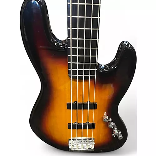 Used 2007 Squier Deluxe Jazz Bass Active V 5 String 2 Color Sunburst Electric Bass Guitar 2 Color Sunburst - musicians--Friend