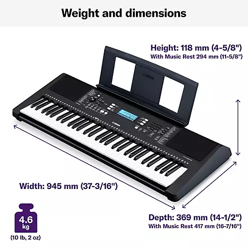Yamaha PSR-E373 61-Key Portable Keyboard - musicians--Friend