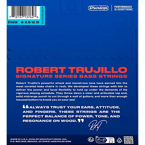 Dunlop Robert Trujillo Stainless Steel 5-String Electric Bass Strings 45 - 130 - musicians--Friend