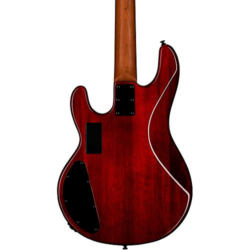 Sterling by Music Man StingRay RAY34 HH Spalted Maple Top Bass Blood Orange Burst - musicians--Friend