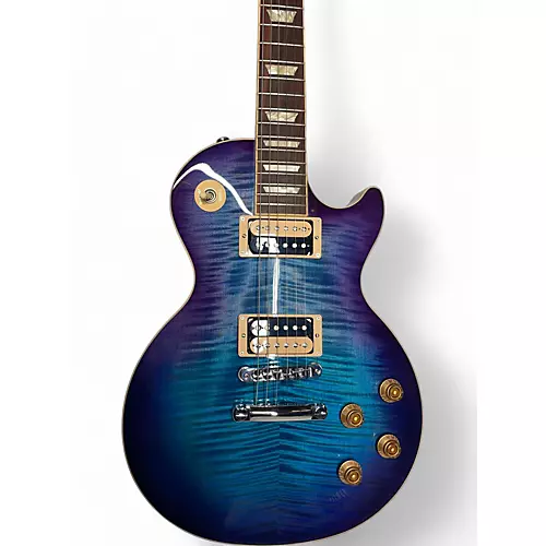 Used 2021 Gibson Les Paul Traditional Pro V Flame Top blueberry Solid Body Electric Guitar blueberry - musicians--Friend