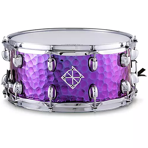 Dixon Cornerstone Titanium-Plated Hammered Steel Snare Drum 14 x 6.5 in. Purple - musicians--Friend