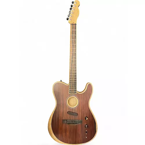 Used Fender Acoustasonic Telecaster Exotic Cocobolo Natural Acoustic Electric Guitar Natural - musicians--Friend