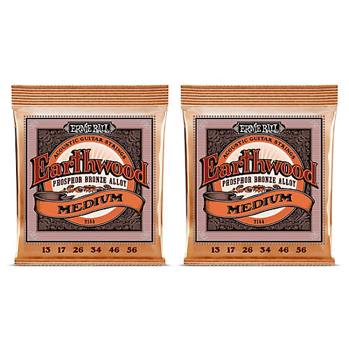 Ernie Ball 2144 Earthwood Phosphor Bronze Medium Acoustic Guitar Strings 2-Pack - musicians--Friend