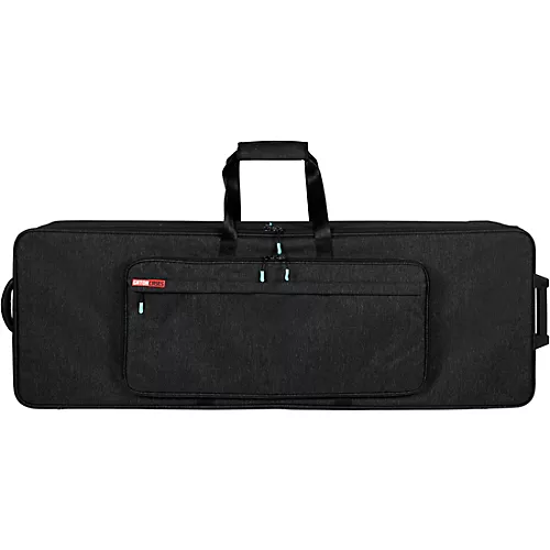 Gator GKP76-BLK Semi-Rigid Lightweight Pro Wheeled Case for 76-Note Keyboards; Charcoal Black Electric Blue Interior - musicians--Friend