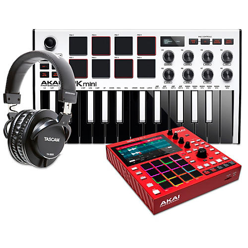 Akai Professional MPC ONE+ Standalone Production Center With MPK mini mk3 and Headphones Red - musicians--Friend
