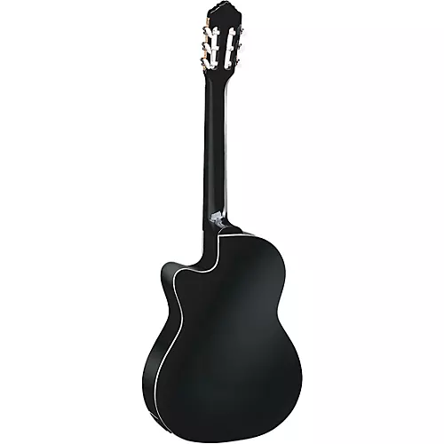 Ortega Family Series Pro RCE145BK Thinline Acoustic-Electric Nylon Guitar Gloss Black - musicians--Friend