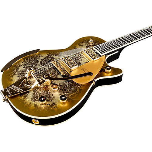 Gretsch Guitars G6134TG Limited Edition Paisley Penguin with String-Thru Bisgby Electric Guitar Gold Paisley - musicians--Friend