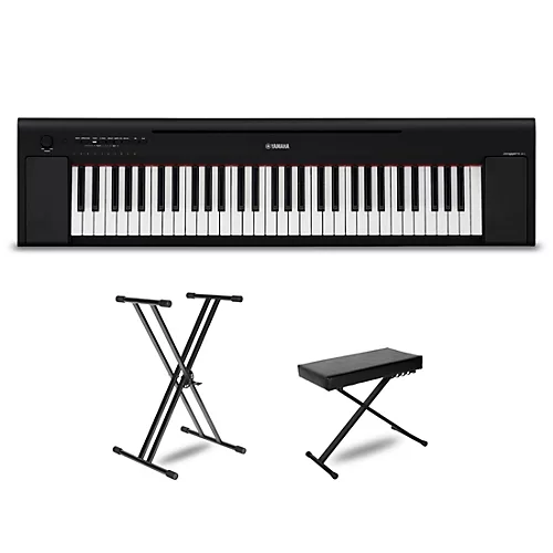 Yamaha Piaggero NP-15 61-Key Portable Keyboard With Power Adapter White Essentials Package - musicians--Friend