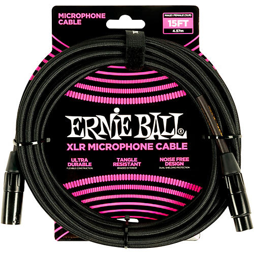 Ernie Ball Braided XLR Microphone Cable 20 ft. Black - musicians--Friend
