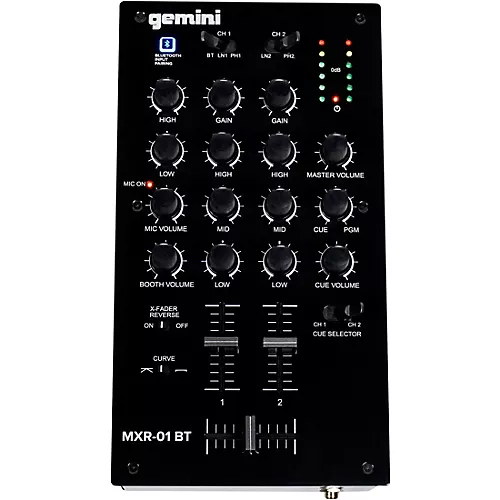 Gemini MXR-01BT 2 Channel Professional DJ Mixer With Bluetooth Input - musicians--Friend
