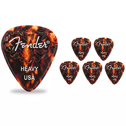 Fender 351 Shape Wavelength Picks (6-Pack), Tortoise Shell Extra Heavy 6 Pack - musicians--Friend