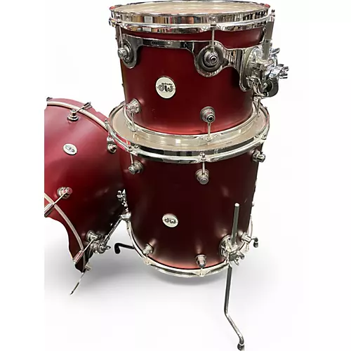 Used DW 3 Piece Design Series Crimson Satin Metallic Drum Kit Crimson Satin Metallic - musicians--Friend