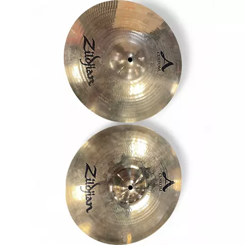 Used Zildjian 14in A Custom Hi Hat Pair Cymbal 33 - musicians--Friend
