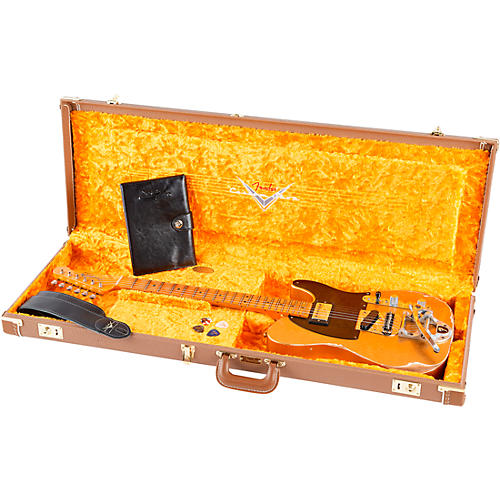 Fender Custom Shop '50s Vibra Telecaster Limited-Edition Heavy Relic Electric Guitar Aztec Gold - musicians--Friend