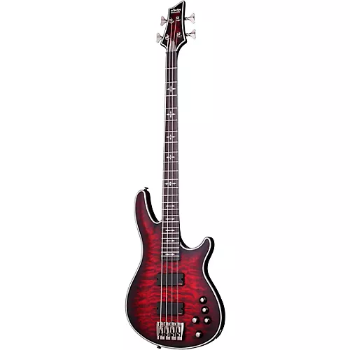 Schecter Guitar Research Hellraiser Extreme-4 Electric Bass Guitar Satin Crimson Red Burst - musicians--Friend