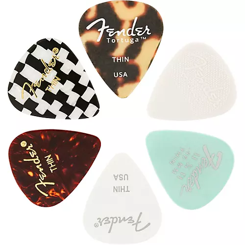 Fender 351 Shape Material Medley Guitar Picks (6-Pack) Medium 6 Pack - musicians--Friend