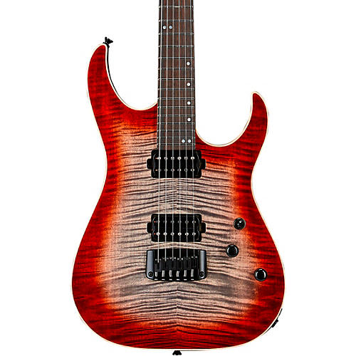 Schecter Guitar Research Custom Shop Sunset 24-6 Hipshot Electric Guitar Red Stain Black Burst - musicians--Friend