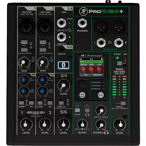 Mackie ProFX6v3+ 6-Channel Analog Mixer With Enhanced FX, USB Recording Modes & Bluetooth - musicians--Friend