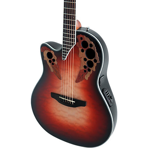 Ovation CE44LX-1R-G Celebrity Series Elite Plus Mid-Depth Left-Handed Acoustic-Electric Guitar Ruby Burst - musicians--Friend