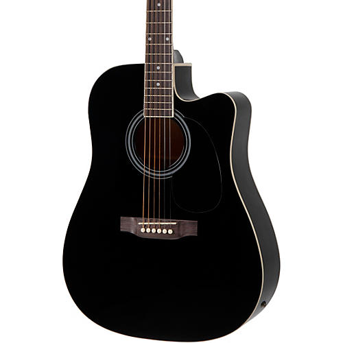 Rogue RA-110D-CE Dreadnought Cutaway Acoustic-Electric Guitar Black - musicians--Friend