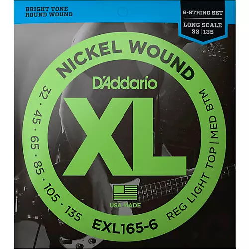 D'Addario EXL165-6 XL 6-String Bass Soft/Regular String Set - musicians--Friend