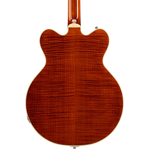 Gretsch Guitars G6609TFM Players Edition Broadkaster Center Block Electric Guitar With String-Thru Bigsby and Flame Maple Bourbon Stain - musicians--Friend